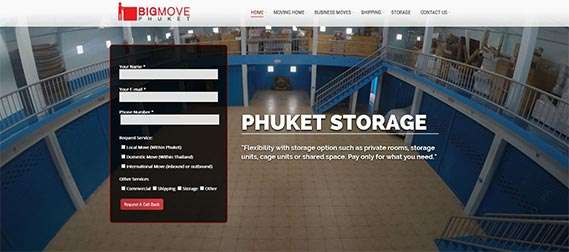 Home Page Sliders with contact form for BigMove Phuket