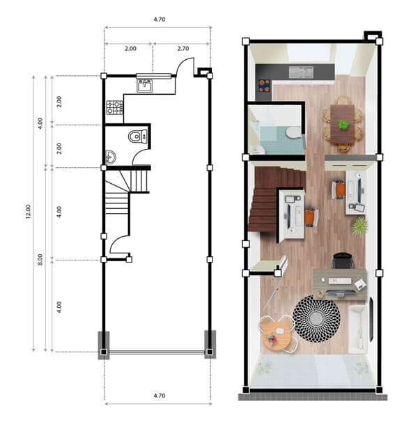 Isometric floor-plan layout