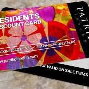 Branded Credit Card Style PVC Discount Cards for Patriko London