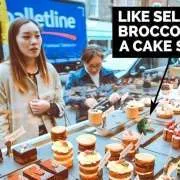 Broccoli in a cake shop window doesn't get much attention